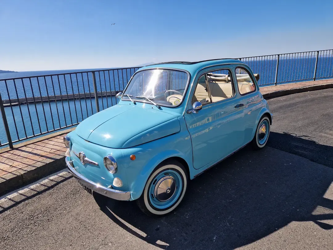 Fiat 500 F — Sky Blue, vintage car for hire in Sorrento